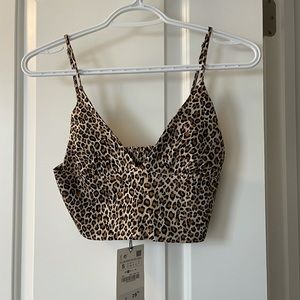 Satin Cheetah Print Crop Top